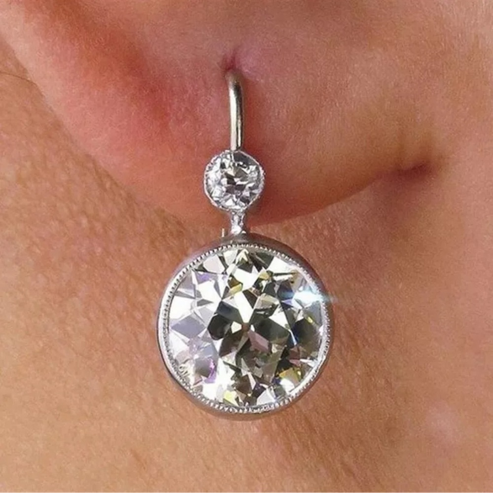 Elegant925SilverDrop EarringsJewelry CubicZirconia - Picture 2 of 3